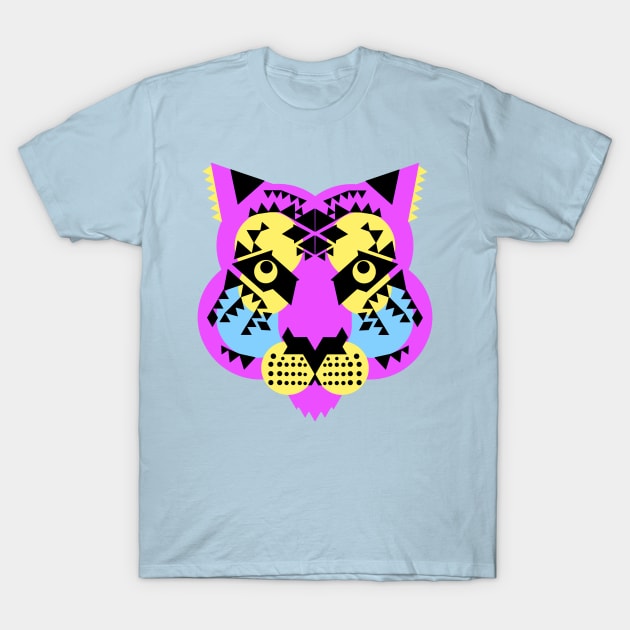 Tiger face, Neon Purple T-Shirt by AnimalMagic